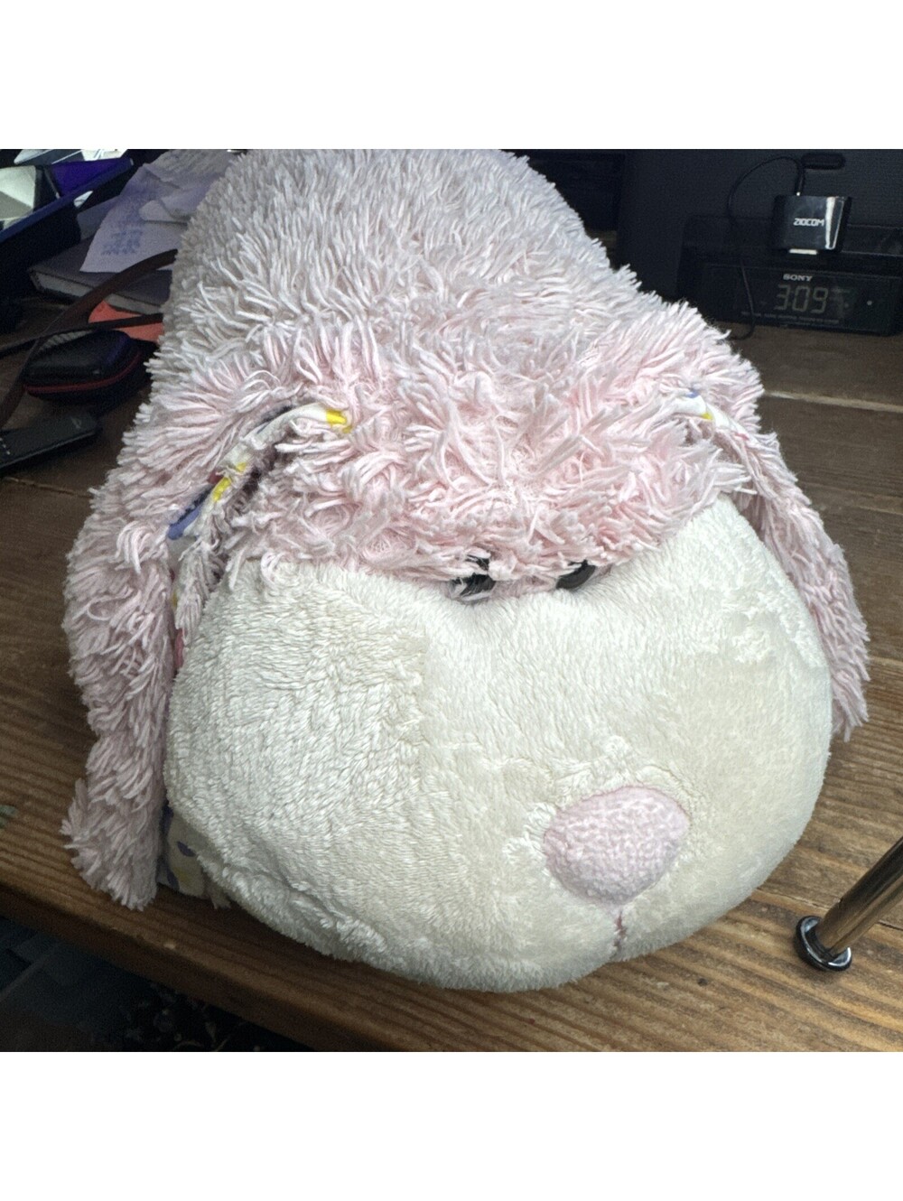 My Pillow Pet Bunny Light Pink Rabbit Easter Polka Dot Ears Medium 20" Spring